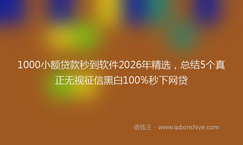 1000小额贷款秒到软件2026年精选,总结5个真正无视征信黑白100%秒下网贷