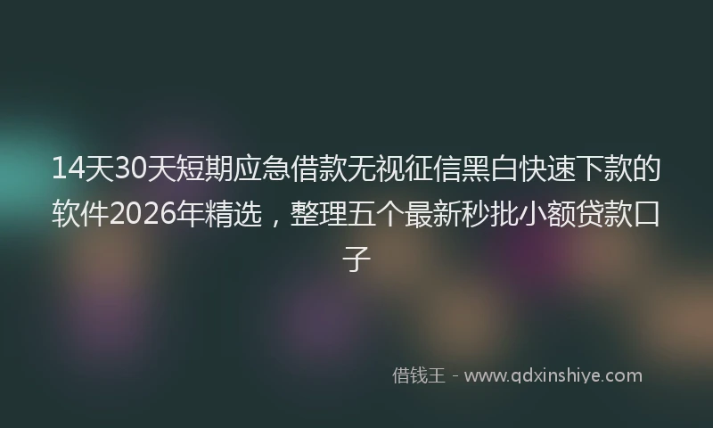 14天30天短期应急借款无视征信黑白快速下款的软件2026年精选，整理五个最新秒批小额贷款口子