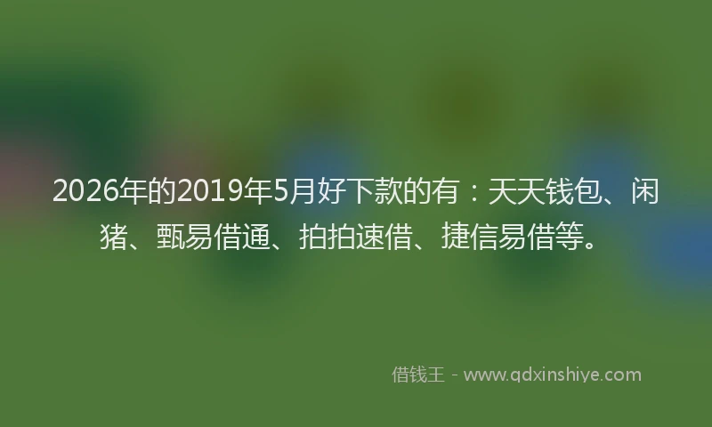 2026年的2019年5月好下款的有:天天钱包、闲猪、甄易借通、拍拍速借、捷信易借等。