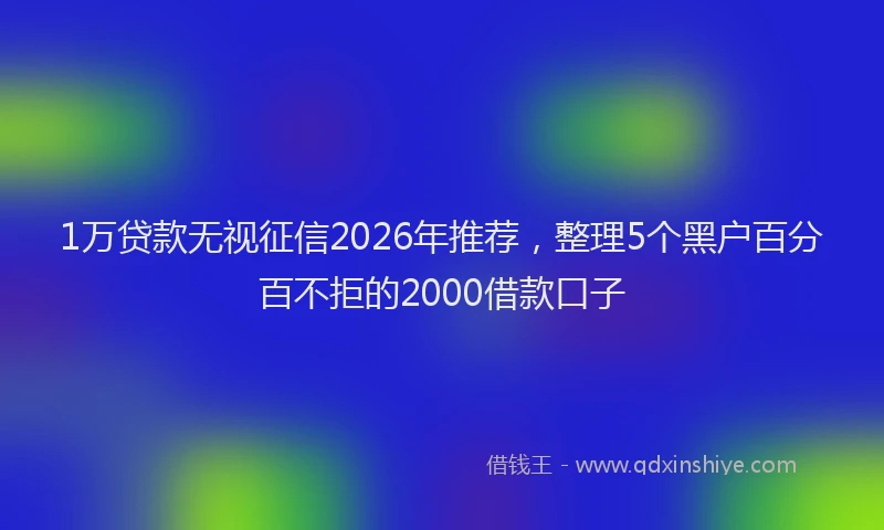 1万贷款无视征信2026年推荐,整理5个黑户百分百不拒的2000借款口子