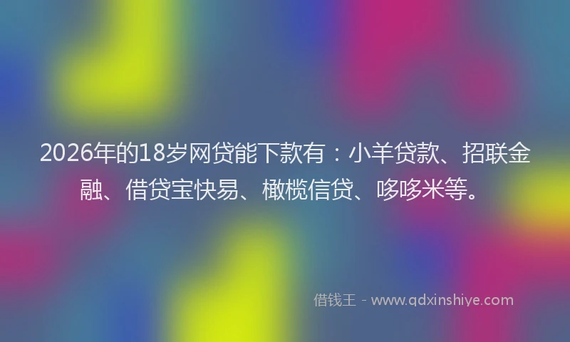 2026年的18岁网贷能下款有:小羊贷款、招联金融、借贷宝快易、橄榄信贷、哆哆米等。