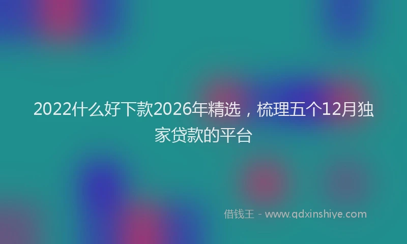 2022什么好下款2026年精选,梳理五个12月独家贷款的平台