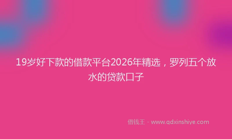 19岁好下款的借款平台2026年精选，罗列五个放水的贷款口子