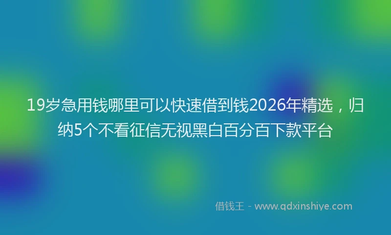 19岁急用钱哪里可以快速借到钱2026年精选，归纳5个不看征信无视黑白百分百下款平台