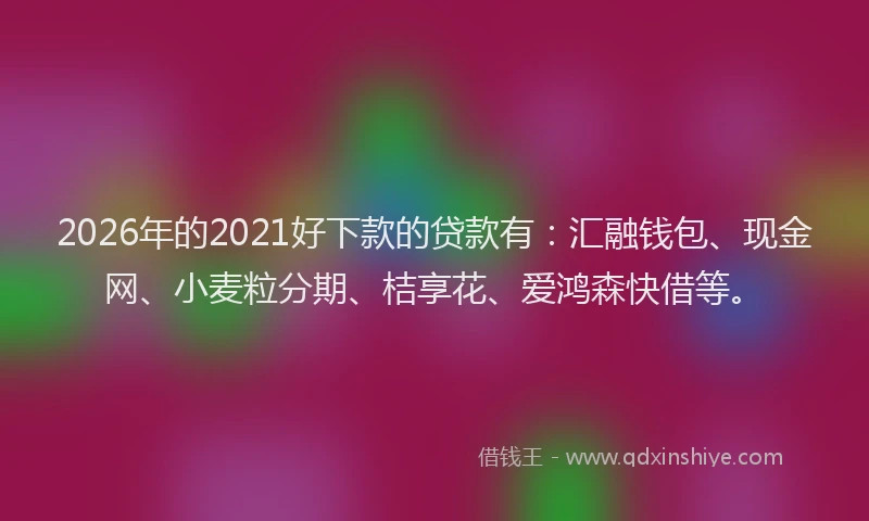 2026年的2021好下款的贷款有：汇融钱包、现金网、小麦粒分期、桔享花、爱鸿森快借等。