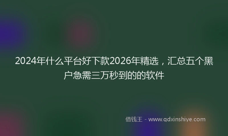 2024年什么平台好下款2026年精选，汇总五个黑户急需三万秒到的的软件