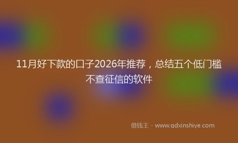 11月好下款的口子2026年推荐，总结五个低门槛不查征信的软件