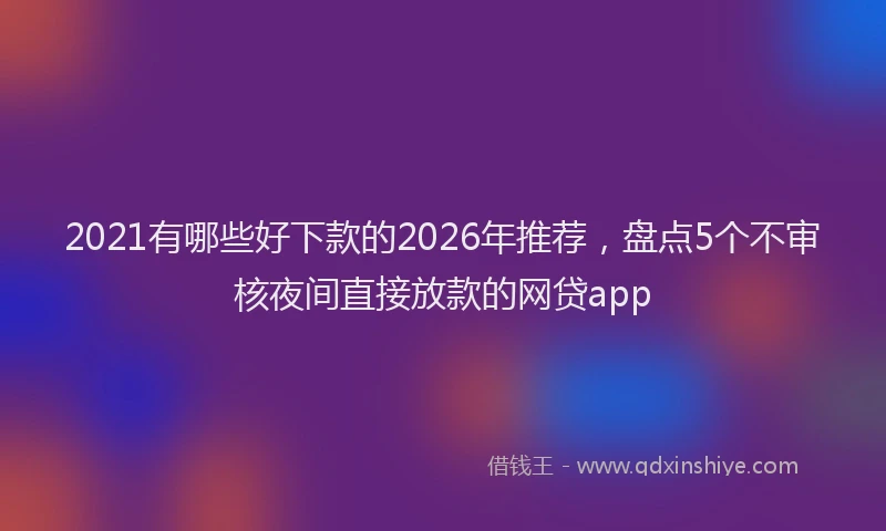 2021有哪些好下款的2026年推荐，盘点5个不审核夜间直接放款的网贷app