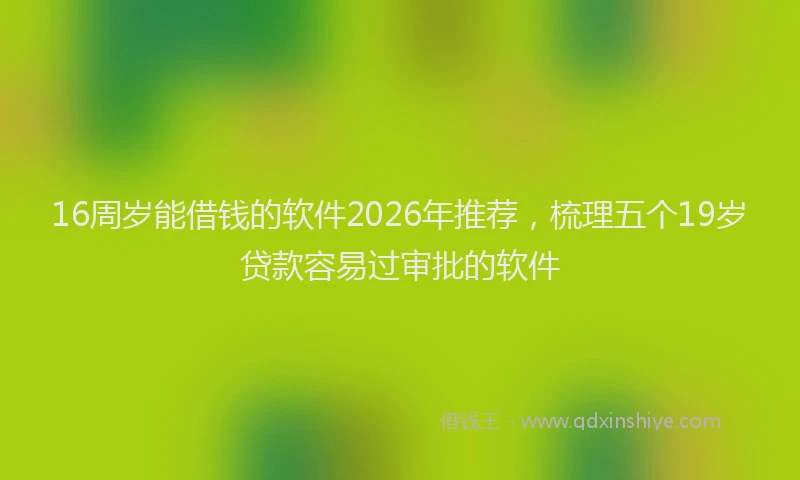 16周岁能借钱的软件2026年推荐，梳理五个19岁贷款容易过审批的软件