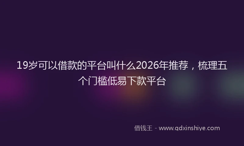 19岁可以借款的平台叫什么2026年推荐，梳理五个门槛低易下款平台