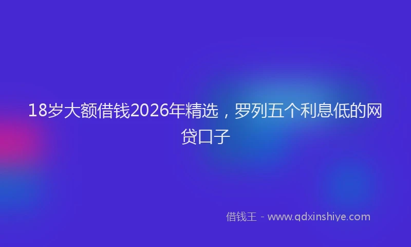 18岁大额借钱2026年精选，罗列五个利息低的网贷口子