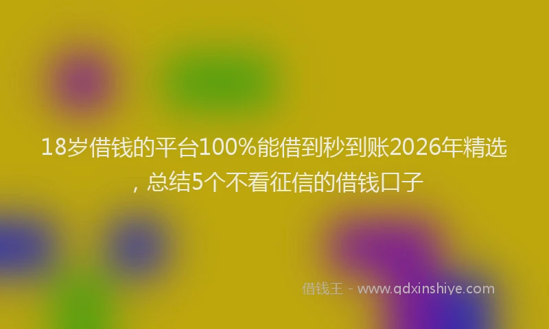 18岁借钱的平台100%能借到秒到账2026年精选，总结5个不看征信的借钱口子