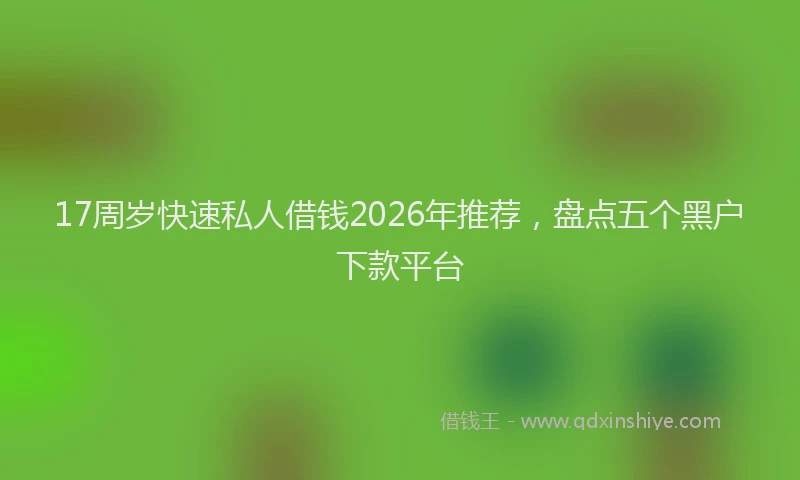 17周岁快速私人借钱2026年推荐,盘点五个黑户下款平台