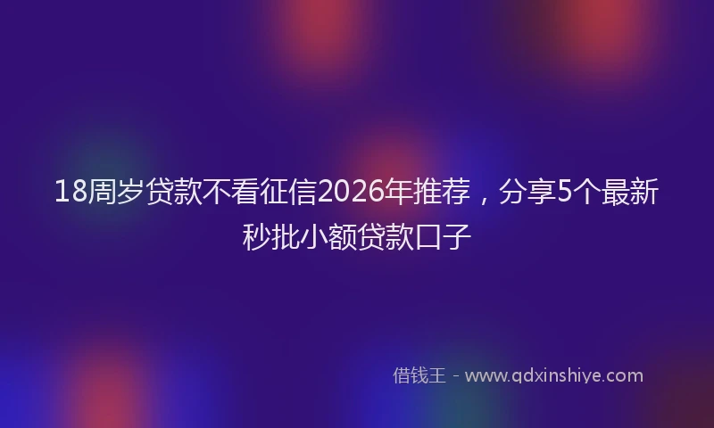 18周岁贷款不看征信2026年推荐，分享5个最新秒批小额贷款口子