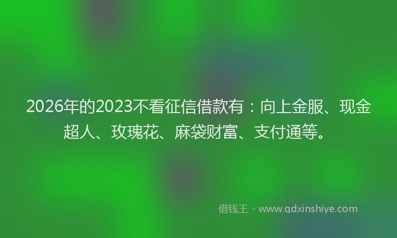 2026年的2023不看征信借款有：向上金服、现金超人、玫瑰花、麻袋财富、支付通等。