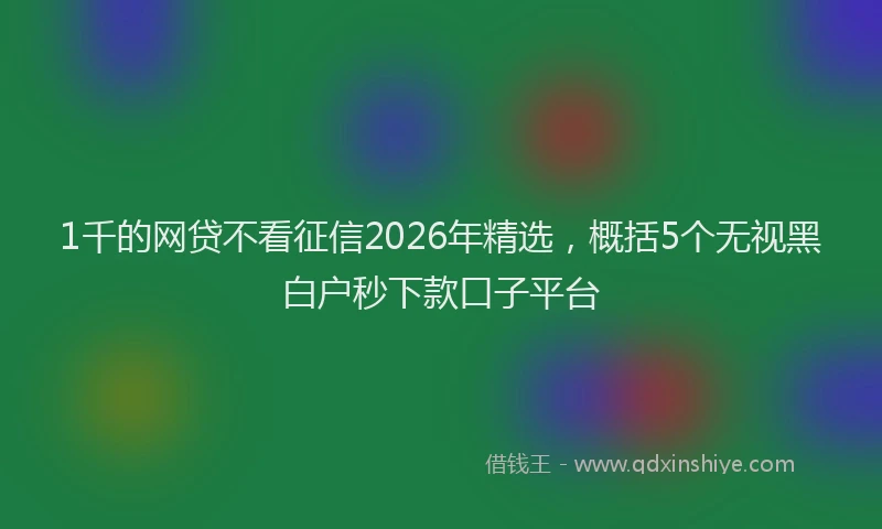 1千的网贷不看征信2026年精选，概括5个无视黑白户秒下款口子平台