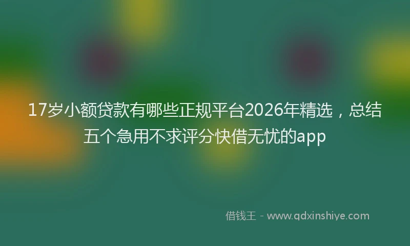 17岁小额贷款有哪些正规平台2026年精选，总结五个急用不求评分快借无忧的app