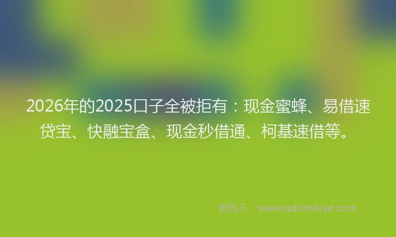 2026年的2025口子全被拒有：现金蜜蜂、易借速贷宝、快融宝盒、现金秒借通、柯基速借等。