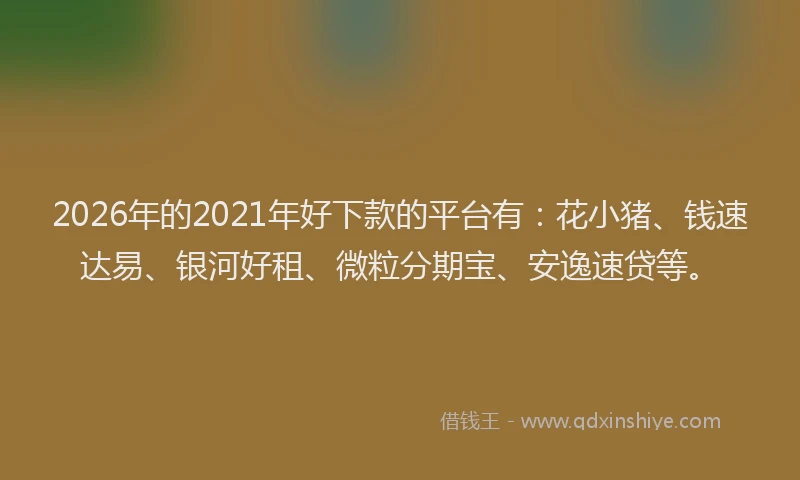 2026年的2021年好下款的平台有：花小猪、钱速达易、银河好租、微粒分期宝、安逸速贷等。