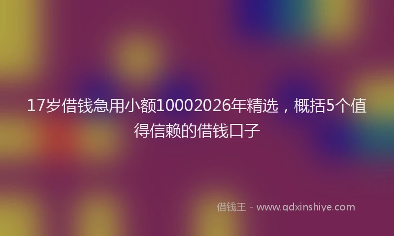 17岁借钱急用小额10002026年精选，概括5个值得信赖的借钱口子
