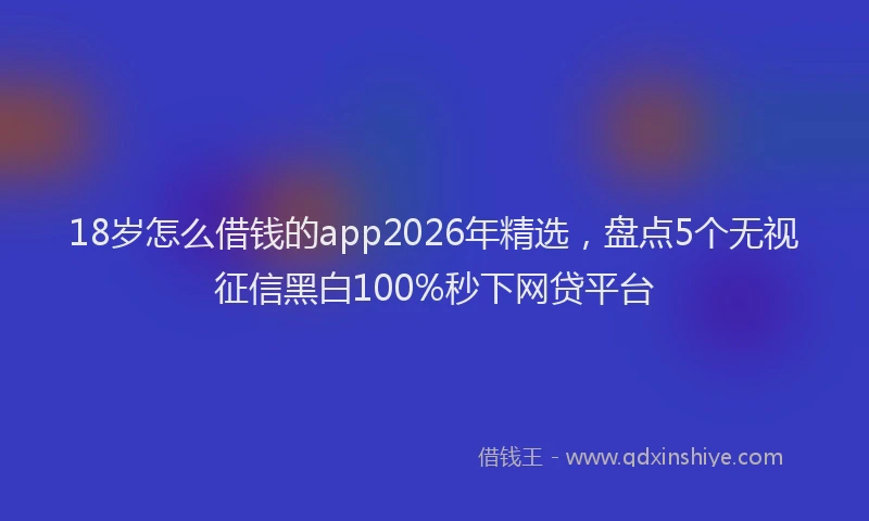 18岁怎么借钱的app2026年精选,盘点5个无视征信黑白100%秒下网贷平台