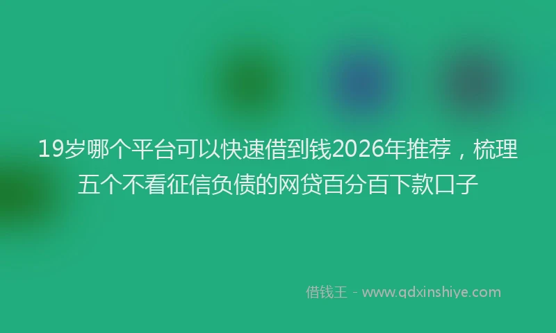 19岁哪个平台可以快速借到钱2026年推荐,梳理五个不看征信负债的网贷百分百下款口子