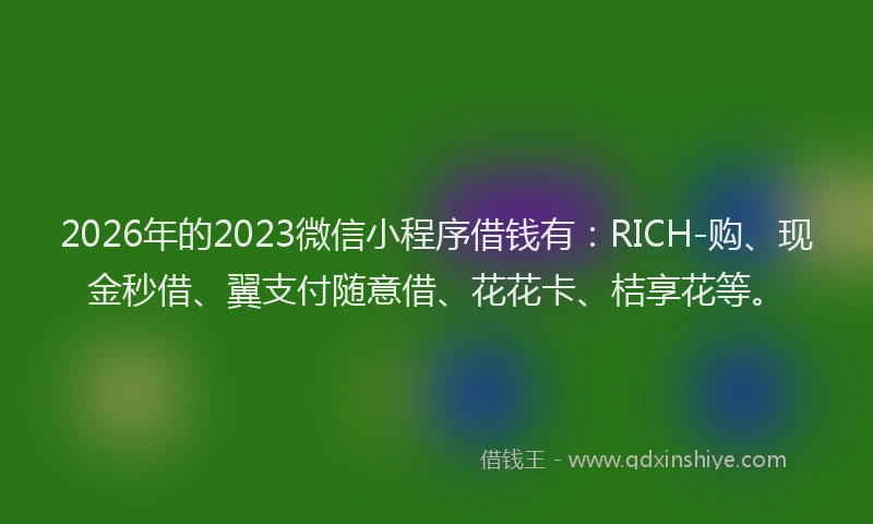 2026年的2023微信小程序借钱有：RICH-购、现金秒借、翼支付随意借、花花卡、桔享花等。