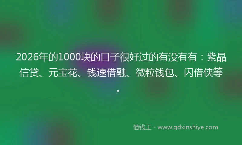 2026年的1000块的口子很好过的有没有有:紫晶信贷、元宝花、钱速借融、微粒钱包、闪借侠等。