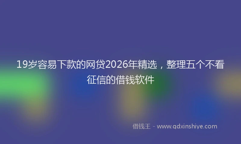 19岁容易下款的网贷2026年精选，整理五个不看征信的借钱软件