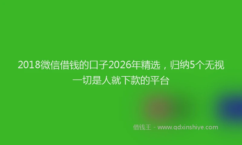 2018微信借钱的口子2026年精选,归纳5个无视一切是人就下款的平台