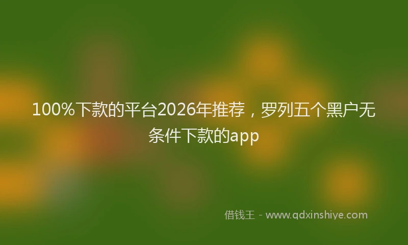 100%下款的平台2026年推荐，罗列五个黑户无条件下款的app