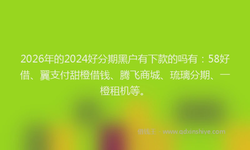 2026年的2024好分期黑户有下款的吗有：58好借、翼支付甜橙借钱、腾飞商城、琉璃分期、一橙租机等。
