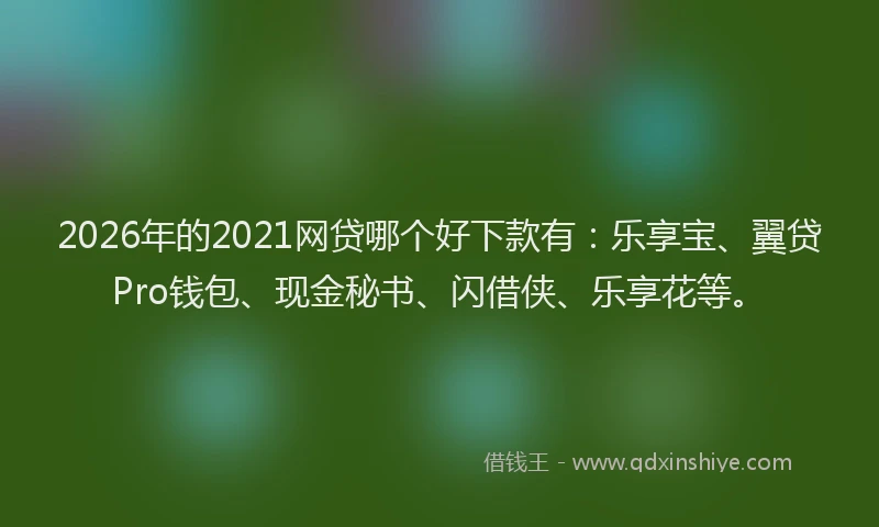 2026年的2021网贷哪个好下款有:乐享宝、翼贷Pro钱包、现金秘书、闪借侠、乐享花等。