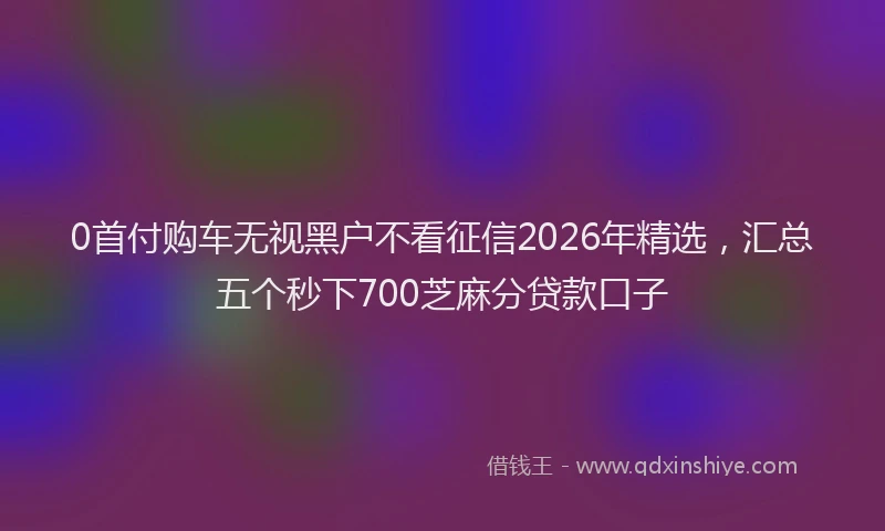 0首付购车无视黑户不看征信2026年精选,汇总五个秒下700芝麻分贷款口子
