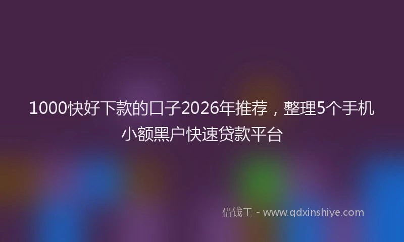 1000快好下款的口子2026年推荐,整理5个手机小额黑户快速贷款平台