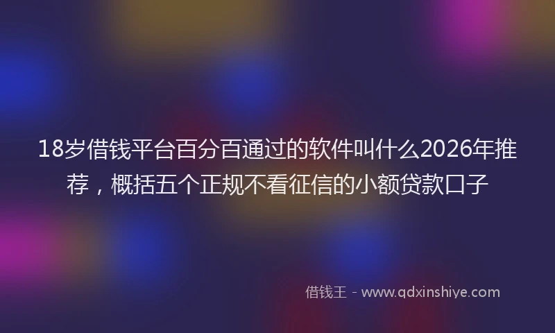 18岁借钱平台百分百通过的软件叫什么2026年推荐，概括五个正规不看征信的小额贷款口子