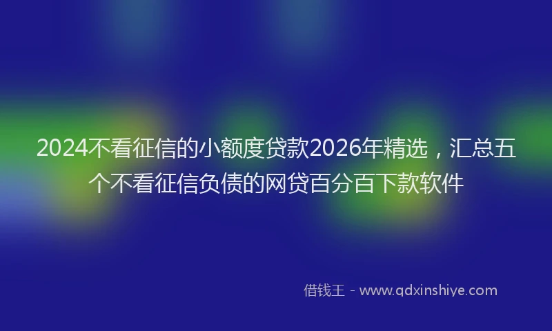 2024不看征信的小额度贷款2026年精选，汇总五个不看征信负债的网贷百分百下款软件