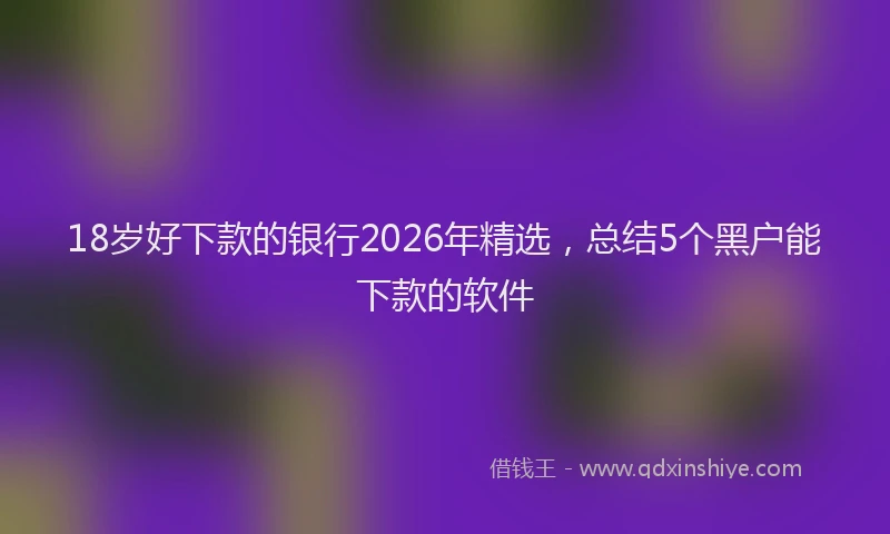 18岁好下款的银行2026年精选，总结5个黑户能下款的软件