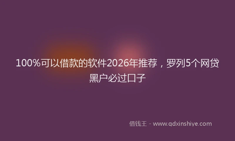 100%可以借款的软件2026年推荐,罗列5个网贷黑户必过口子