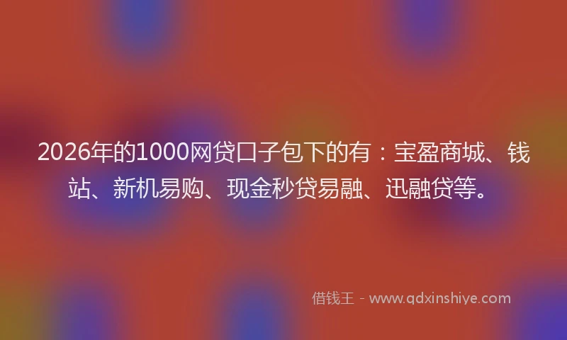 2026年的1000网贷口子包下的有:宝盈商城、钱站、新机易购、现金秒贷易融、迅融贷等。