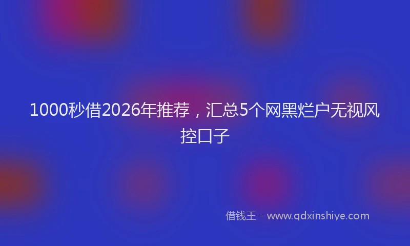 1000秒借2026年推荐，汇总5个网黑烂户无视风控口子