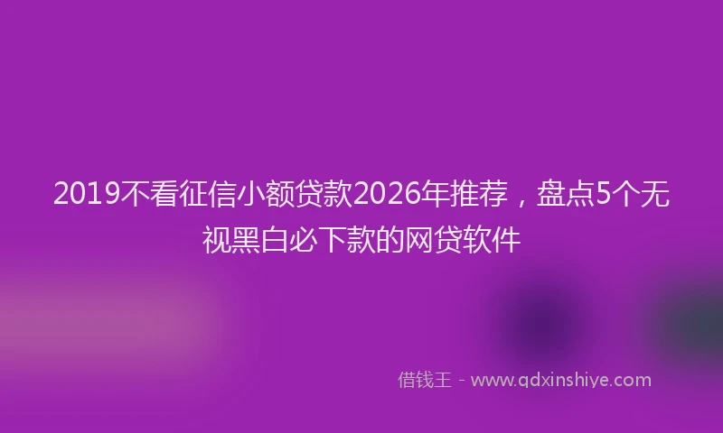 2019不看征信小额贷款2026年推荐，盘点5个无视黑白必下款的网贷软件