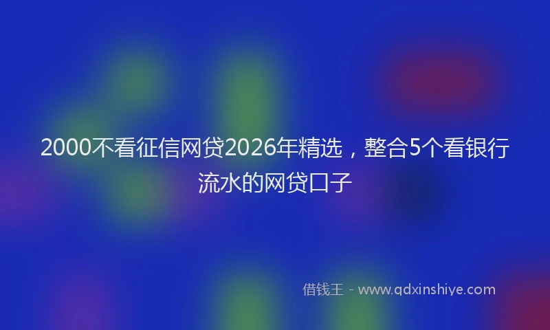 2000不看征信网贷2026年精选,整合5个看银行流水的网贷口子