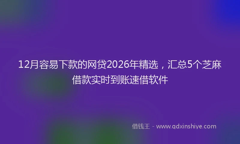 12月容易下款的网贷2026年精选，汇总5个芝麻借款实时到账速借软件