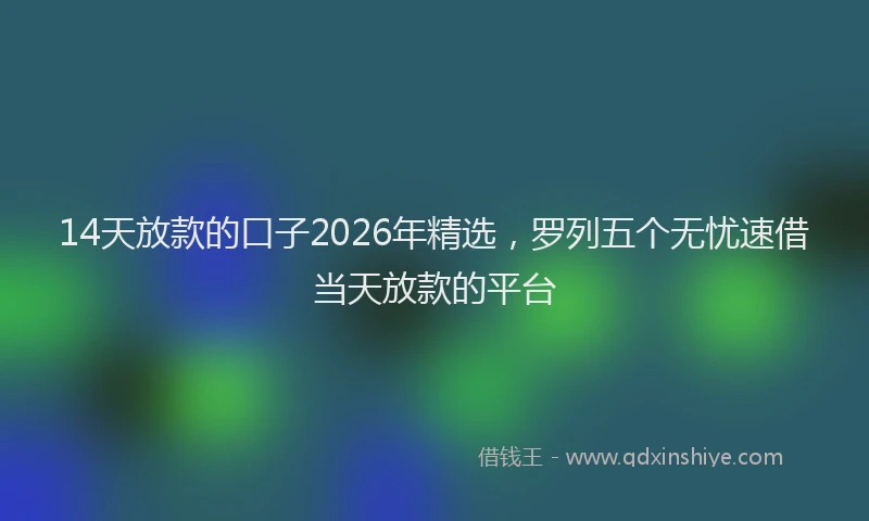 14天放款的口子2026年精选，罗列五个无忧速借当天放款的平台