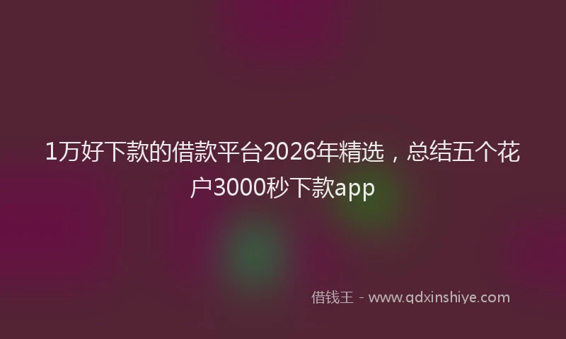 1万好下款的借款平台2026年精选，总结五个花户3000秒下款app