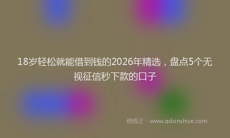 18岁轻松就能借到钱的2026年精选，盘点5个无视征信秒下款的口子