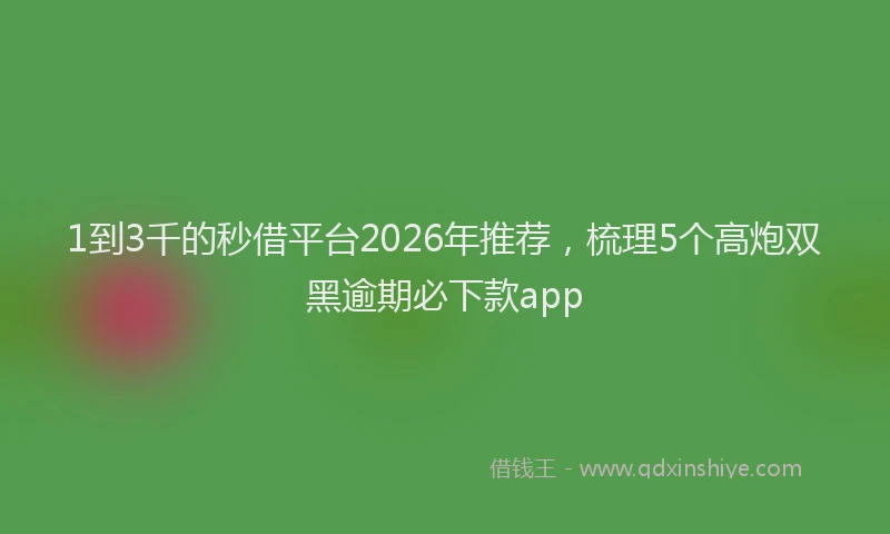 1到3千的秒借平台2026年推荐，梳理5个高炮双黑逾期必下款app