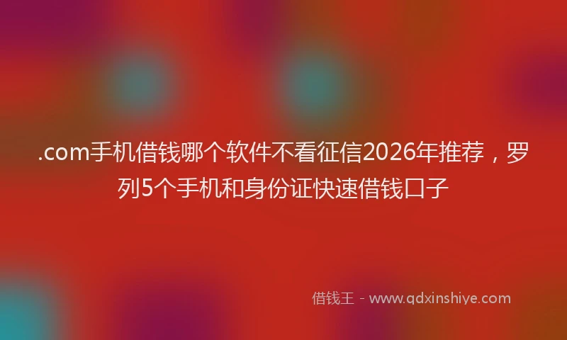 .com手机借钱哪个软件不看征信2026年推荐,罗列5个手机和身份证快速借钱口子