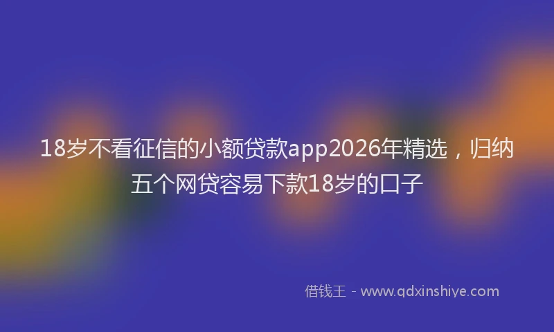 18岁不看征信的小额贷款app2026年精选，归纳五个网贷容易下款18岁的口子